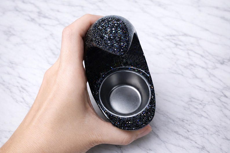 Black Crescent Moon LED Tea Light Candle Holder, Gothic Gifts, Witchy Gifts, Dark Home Decor, Halloween Shelf Decor, New Age Celestial Decor image 6