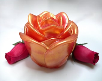 Handmade Resin Rose Jewelry Box, Valentines Day Gift For Her, Anniversary Gift For Her, Grandma Gift, Flower Trinket Box, Mothers Day Gift