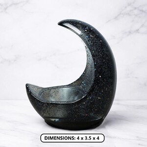 Black Crescent Moon LED Tea Light Candle Holder, Gothic Gifts, Witchy Gifts, Dark Home Decor, Halloween Shelf Decor, New Age Celestial Decor image 5
