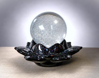 Handmade Resin Gothic Glitter Orb Ambient Lamp, Witchy Home or Table Decor, Black Window or Fireplace Decor, Bedroom Aesthetic Night Light