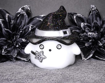 Handmade Halloween Ghost Witch Storage Jar Decoration, Halloween Candy Holder Gifts, Spooky Cute Ghost Shelf Decor, Wizard Decor Gifts