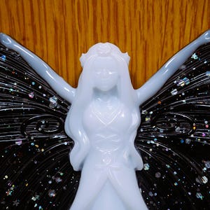 Handmade Resin Gothic Fairy Wall Decor, Black Glitter Fantasy Wall Art, Halloween Home Decor, Witchy Gifts, Teen Gothic Gifts image 4