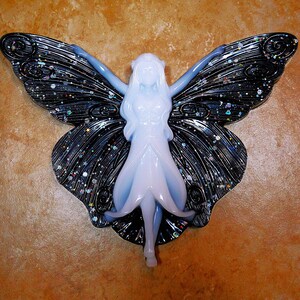 Handmade Resin Gothic Fairy Wall Decor, Black Glitter Fantasy Wall Art, Halloween Home Decor, Witchy Gifts, Teen Gothic Gifts image 2
