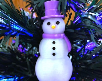 3D Snowman Ornament Glow In The Dark, 3D Printed Snowman Ornament, Snowman Tree Hanger, Christmas Ornament For Kids, Tween Xmas Gift