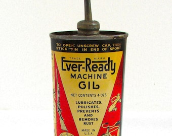 Vintage Ever-Ready Machine Oil Tin Can, Plough Inc., 4 Oz