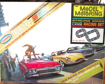 Set da corsa a quattro corsie Aurora ThunderJet 500 del 1963, modello vintage di Stirling Moss.