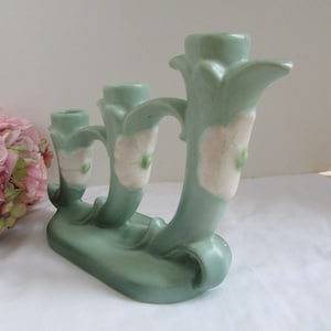 Vintage 1930s Weller Wild Rose Triple Candelabra