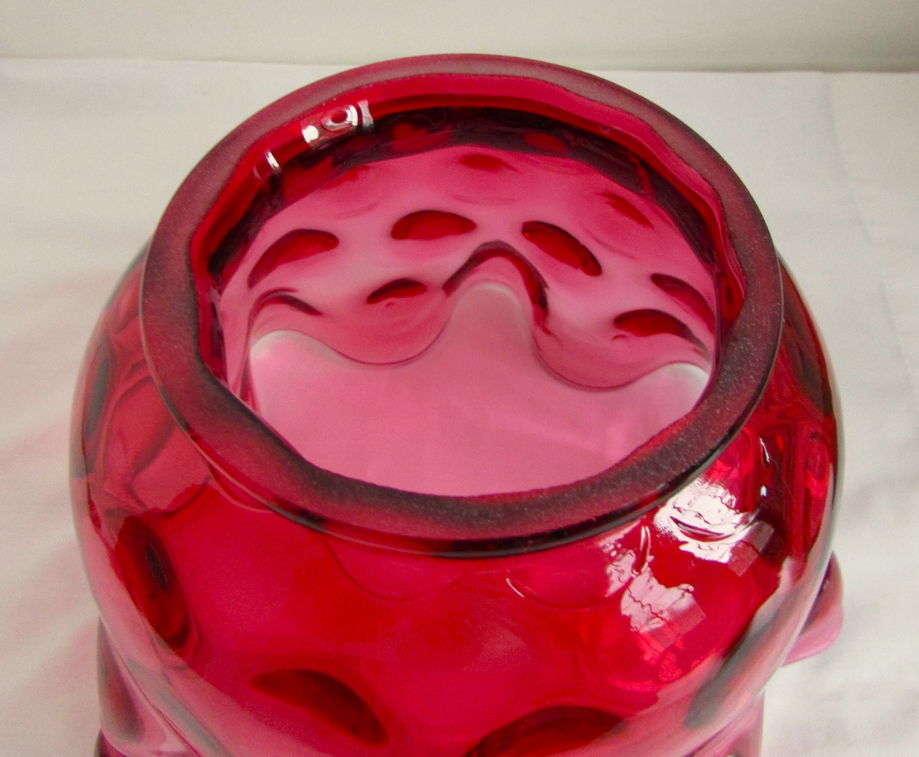 Antique Ruby Overlay Thumbprint Ruffled Kerosene/ Oil Lamp Shade 4 ...