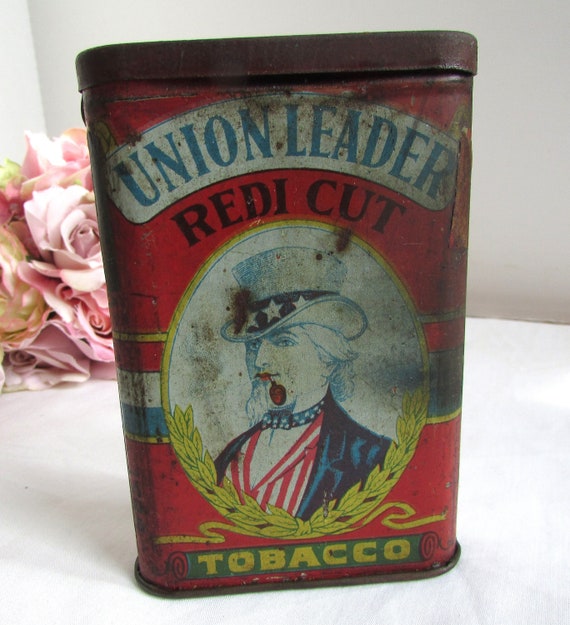 Vintage Union Leader Red Cut Tobacco Tin - Etsy