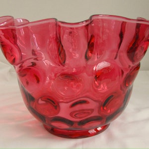 Antique Ruby Overlay Thumbprint Ruffled Kerosene/ Oil Lamp Shade 4 ...