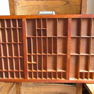 Antique Large Wooden Printers Block Tray