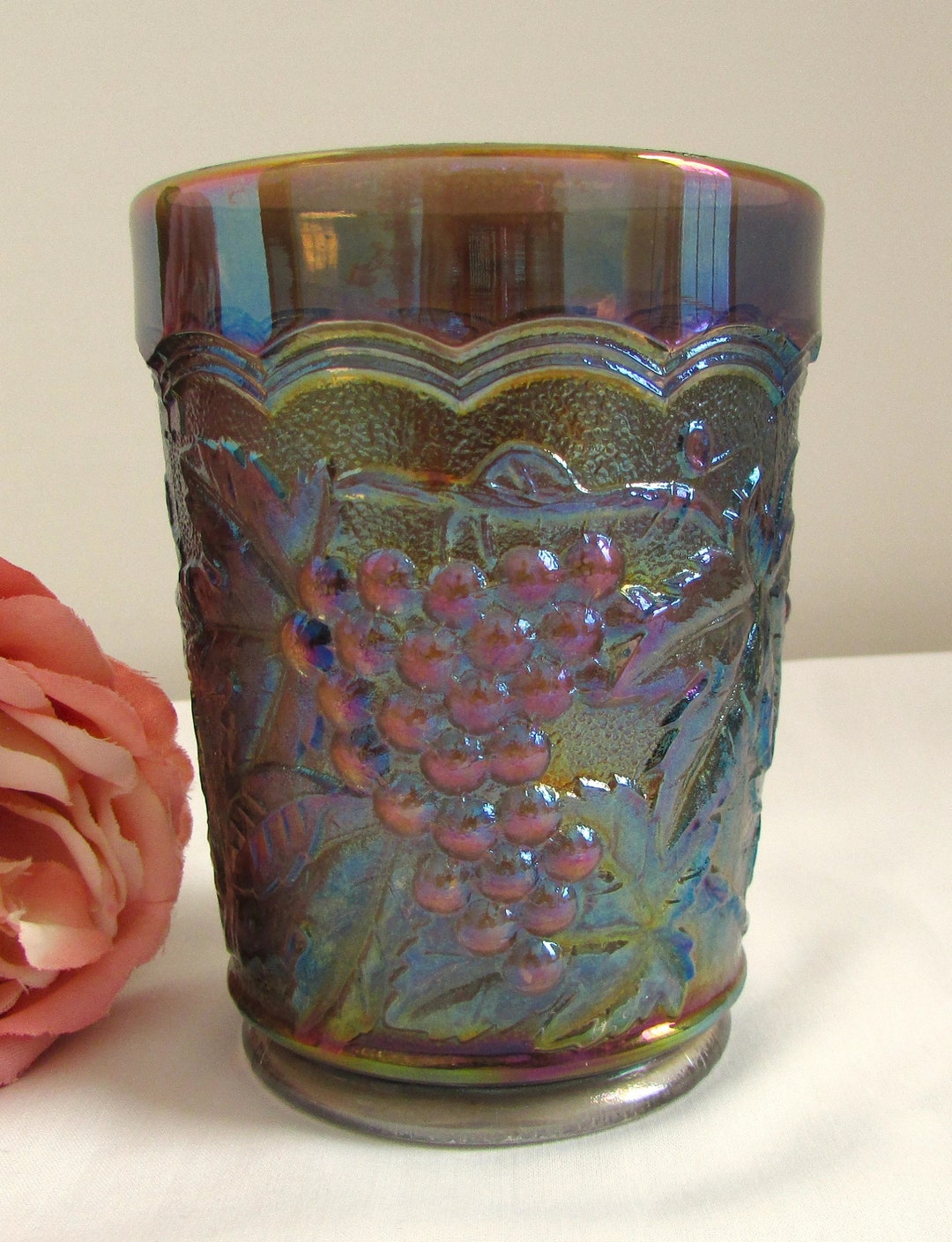 Vintage Imperial Grape Smoke Carnival Glass Tumbler Etsy vintage-imperial-grape-smoke-carnival-glass-tumbler-etsy