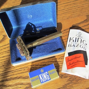 Antique 22 Karat Gold Plated King Double Edge Safety Razor