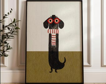Dackel Kunstdruck: Weiner Hunde Illustration
