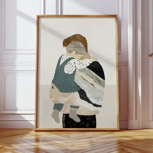 Poster con illustrazione della famiglia, padre e figlio, regali per papà, regalo per lui, stampa di famiglia