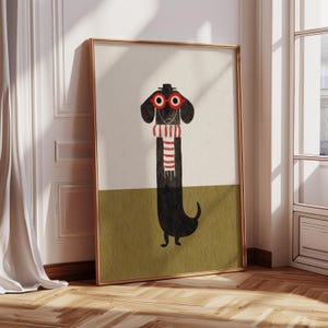 Whimsical Dachshund Art Print: Humorous Weiner Dog Illustration image 3