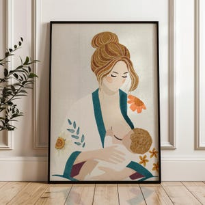 Stampa artistica sull'allattamento al seno, regalo per neomamme, arte murale, gif per lei