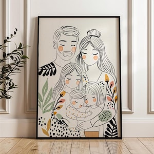 Gepersonaliseerd familieportret: aangepaste illustratie