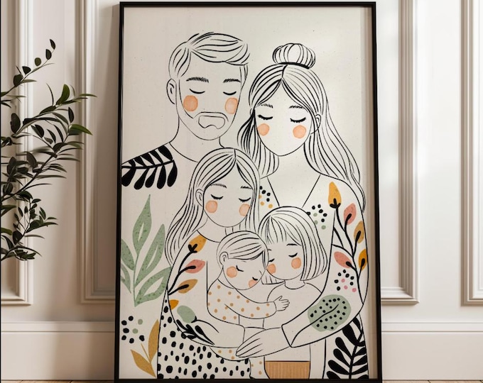 Personalized Family Portrait: Custom Illustration