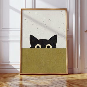 Gatto nero, stampa di gatto, poster di gatto nero, stampa artistica di gatto, poster di gatto divertente