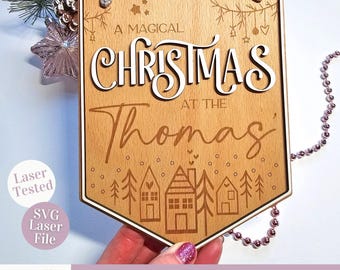 Christmas Sign SVG Laser File | Customizable Christmas Laser Cut File | A Magical Christmas Holiday Decor for Laser Cutting and Engraving