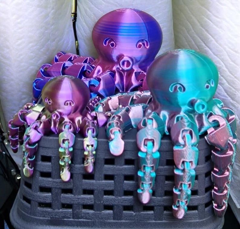 UTE Octopus, 3D Printed, Toy, Decoration, Flexible, Keychain, Gift, Pen ...