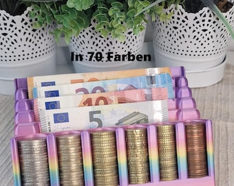 Clasificador de dinero, porta billetes, porta cambio, porta efectivo, práctico, impreso en 3D, selección de colores, Art. 68