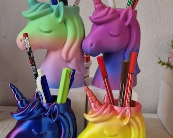 Unicorn pen holder, desk, pen storage, organization, eye-catcher, cute, 3D print, gift, choice of colors, Art. 139