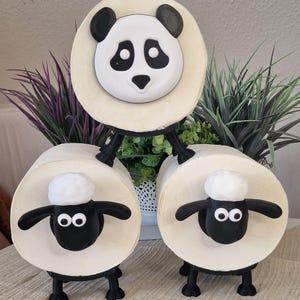 Porta carta igienica a forma di pecora e panda, decorazione per bagno, divertente e utile, porta rotolo di scorta