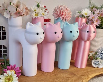 Vase in the shape of a cat, funny, artificial plants, for animal lovers, decoration, 3D print, gift, choice of colors, Art. 175