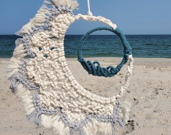 Ocean Moon Macramé Wall Hanging, Beach Art Decor