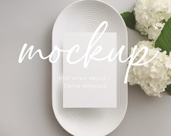 Simple Card Mockup Modern 5X7 Wedding Invitation Mockup Baby Shower Mockup Simple Minimalist Stationery PSD Smart Object + Canva Template