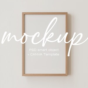 simple frame mockup thin wood vertical A4 simple mockup wall art template for Photoshop Canva 3A poster mockup DIN A minimalist Scandinavian