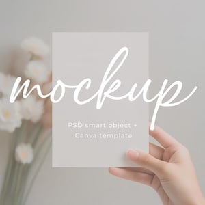 Hände halten 5x7 Grußkarten Mockup Probe Abendessen Geburtstagseinladung Mock-Up psd Smart-Objekt & Canva Minimalist Mock-up Postkarte A6