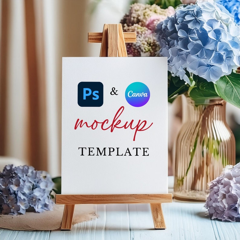 Elegant Wedding Sign Mockup - PSD & Canva Ready to Use Table Sign ...