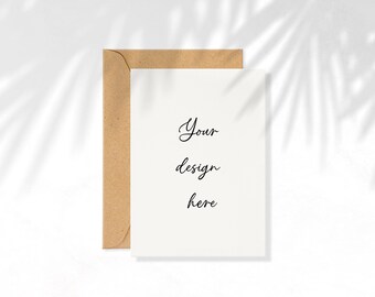 Card Envelope Mockup Card Mockup Greeting Card Mockup Invitation Card Mockup 5x7 with Kraft Envelope PSD Canva Moveable Greeting Card Mockup