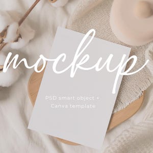 Mockup di biglietti di auguri minimalisti neutri Canva per bambini, battesimo, baby shower, compleanno, perfetti per inviti per bambini, mockup di biglietti di auguri