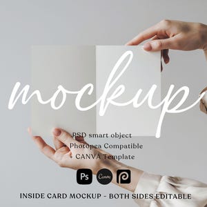Open Card Mockup PSD Canva Inside 5x7" Both Sides Greeting Card Design Display Folded Card Mockup Double Sided White Card