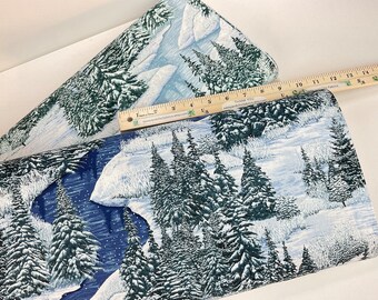 Winter Scenic Day or Night Colors, Quilting Cotton with Glitter Fabric ~ Snowy Brook Collection from Robert Kaufman