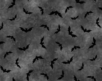 Bats All, Folks Charcoal Fabric ~ Trick or Treat Collection from Michael Miller Fabrics, 100% Cotton