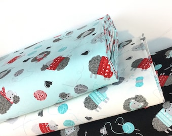 Love Ewe Aqua or White Cotton Fabric ~ All You Knit is Love Collection by Kanvas Studio, 100% Quilting Cotton