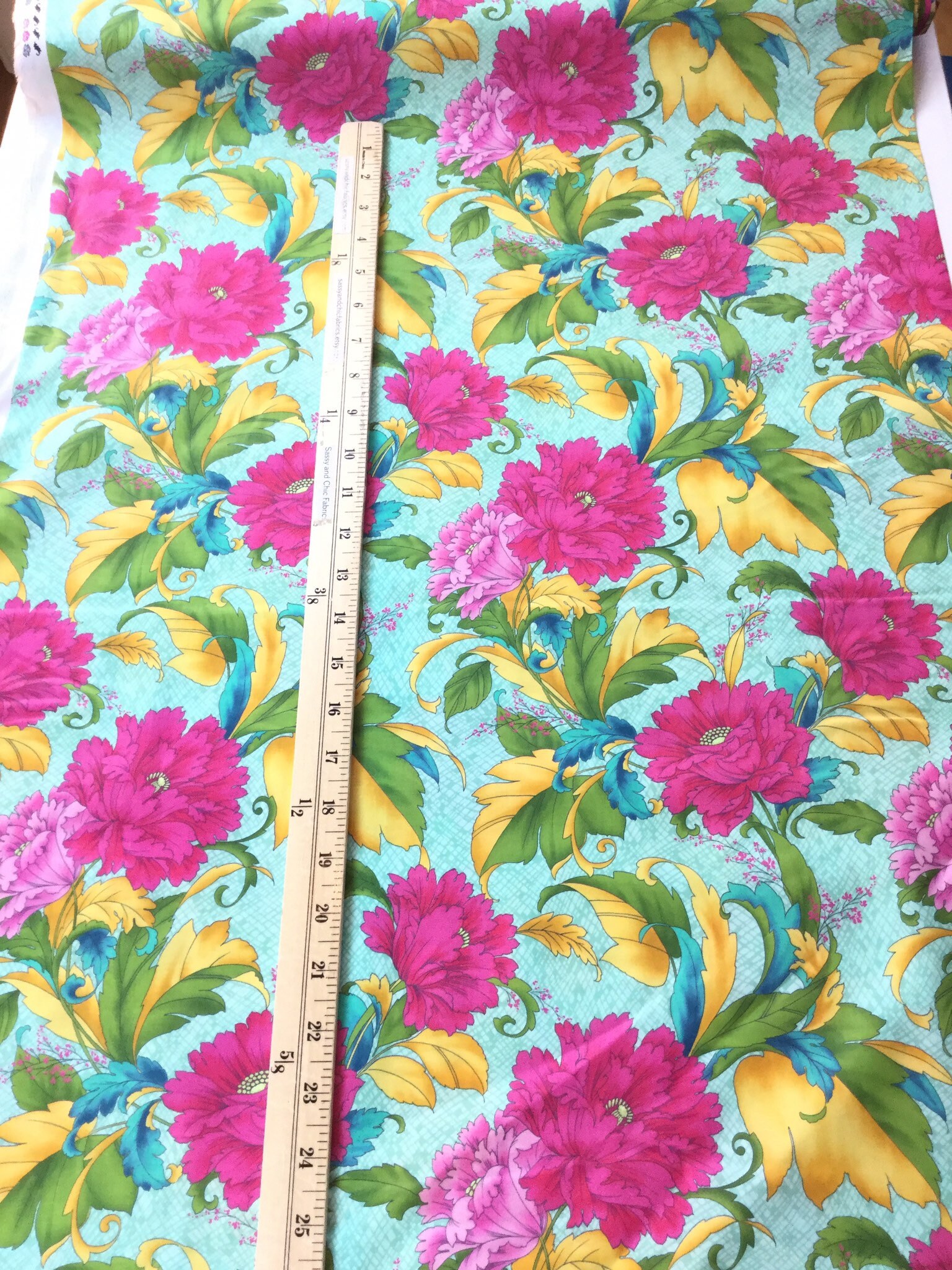 Dianthus Floral Türkis Stoff Dianthus Kollektion aus | Etsy
