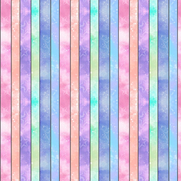 1/4 yard left ~ Unicorn Sparkle Stripe Cotton Fabric ~ Unicorn Mystique Collection by Carol Cavalaris for QT Fabrics, 100% Quilting Cotton