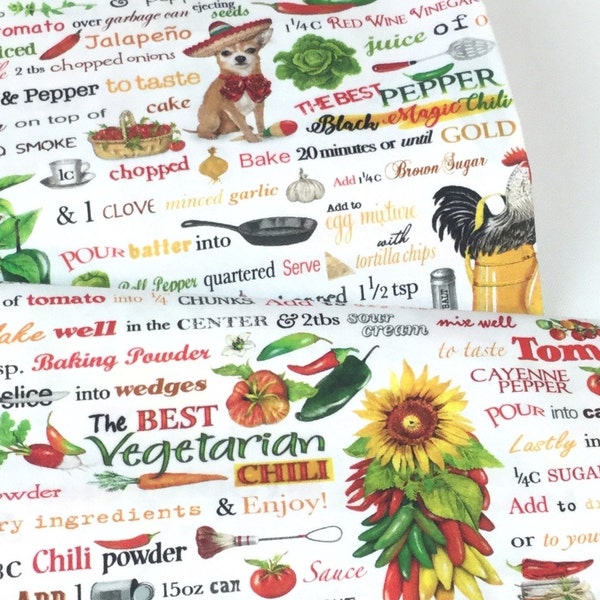 Salsa Flame 100% Quilting Cotton Fabric ~ Kiss the Cook Collection by Mary Lake-Thompson for Robert Kaufman Collection