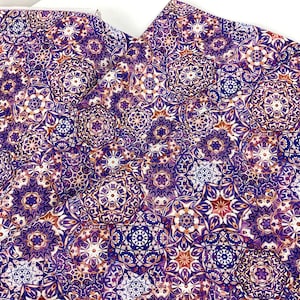 By the yard ~ Mandalas Violet Fabric ~ Periwinkle Collection by Dan Morris for QT Fabrics, 100% Quilting Cotton