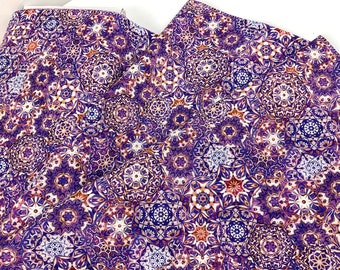 BTY ~ Mandalas Violet Fabric ~ Periwinkle Collection by Dan Morris for QT Fabrics, 100% Quilting Cotton