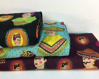 Fantastico Frida! 3 Colors: Black, Turquoise or Eggplant Fabrics ~ Folklorico Collection for Alexander Henry, 100% Cotton Fabric