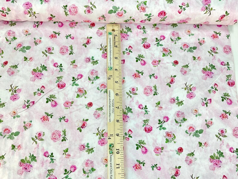 Tossed Roses Pink Color, 100% Cotton Fabric ~ Bellerose Collection From ...