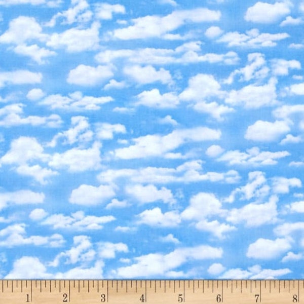 Clouds Light Blue Fabric ~ from Landscape Medley Collection ~ Designed by Elizabeth's Studio, 100% Cotton Quilt Fabric