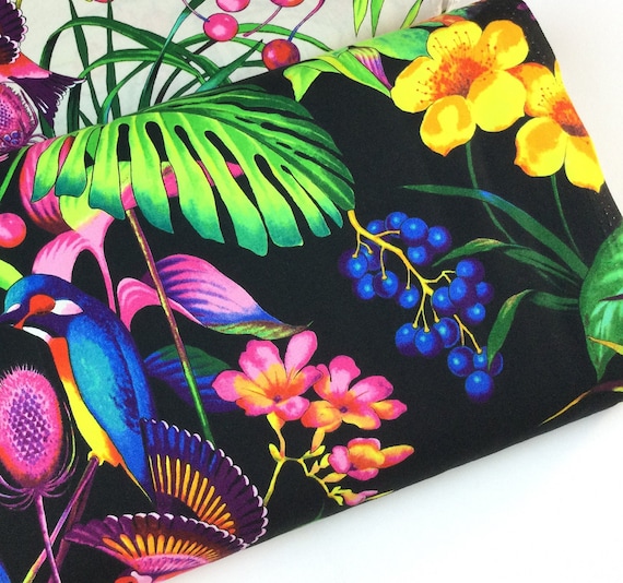 Rainbow Rainforest Black 100% Quilting CottonFabric~ Nicole's Prints Collection for Alexander Henry